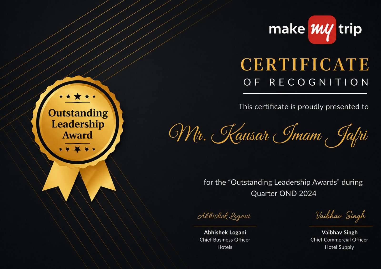 MakeMyTrip Travellers' Choice Award