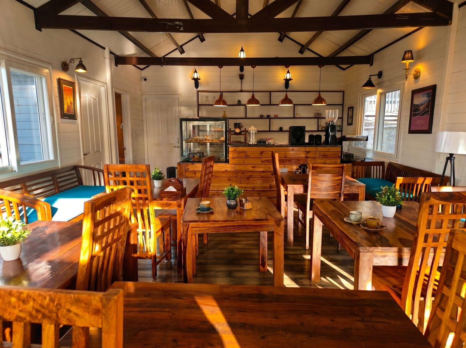 Café seating at the resort in Mukteshwar