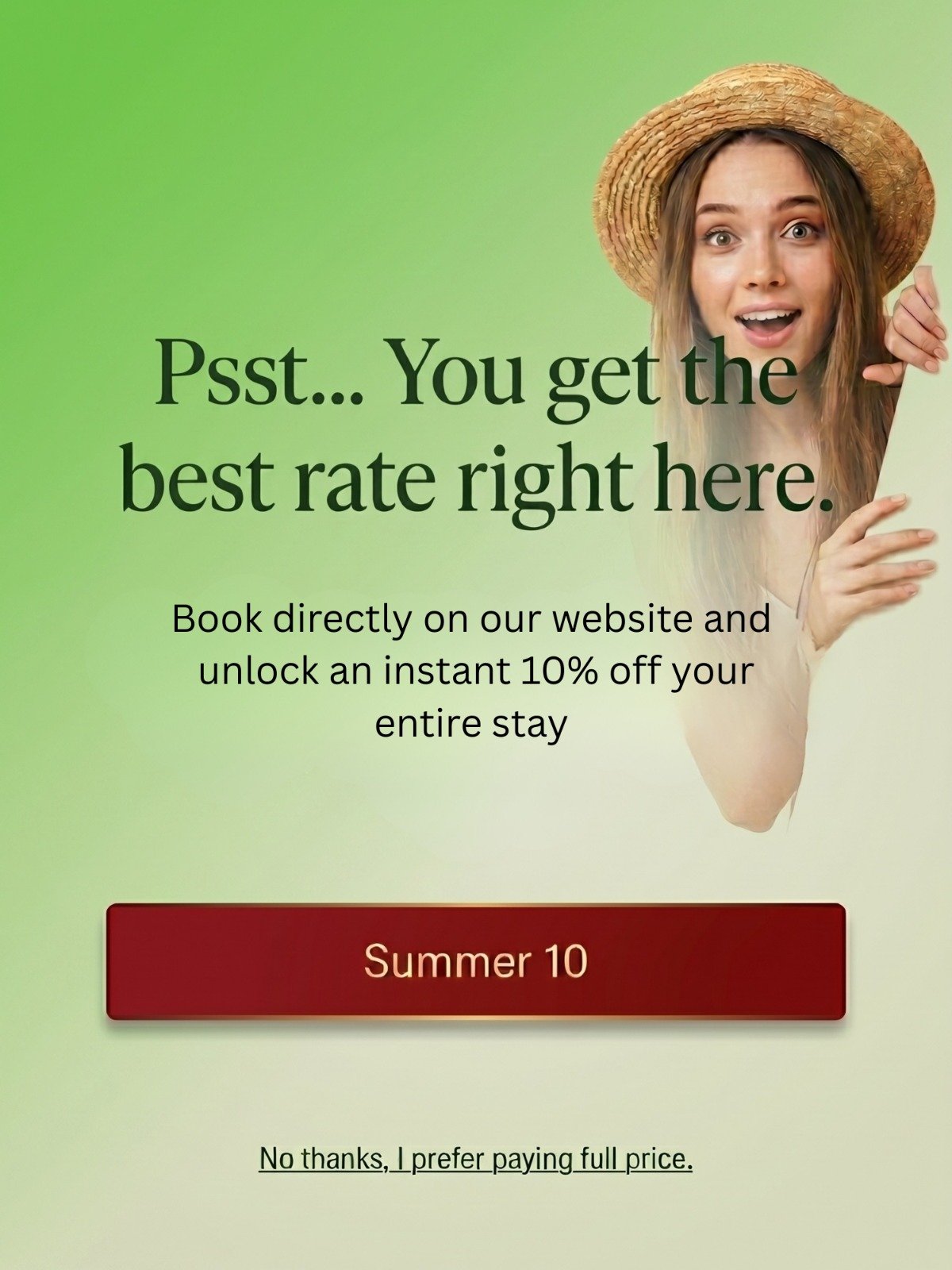Book direct and get 10% off your stay