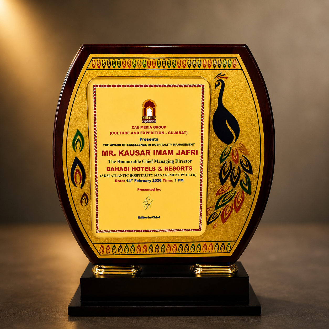 Award of Excellence in Hospitality Management — CAE Media Group